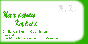 mariann kaldi business card