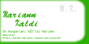 mariann kaldi business card